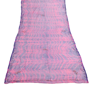 Sushila Vintage Blue Tie-Dye Dupatta Pure Chiffon Silk Embroidered Long Stole