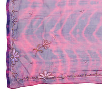 Sushila Vintage Blue Tie-Dye Dupatta Pure Chiffon Silk Embroidered Long Stole