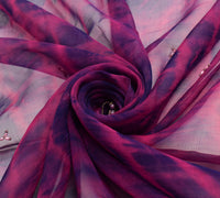 Sushila Vintage Blue Tie-Dye Dupatta Pure Chiffon Silk Embroidered Long Stole