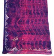 Sushila Vintage Blue Tie-Dye Dupatta Pure Chiffon Silk Embroidered Long Stole
