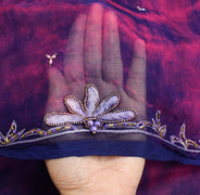 Sushila Vintage Blue Tie-Dye Dupatta Pure Chiffon Silk Embroidered Long Stole