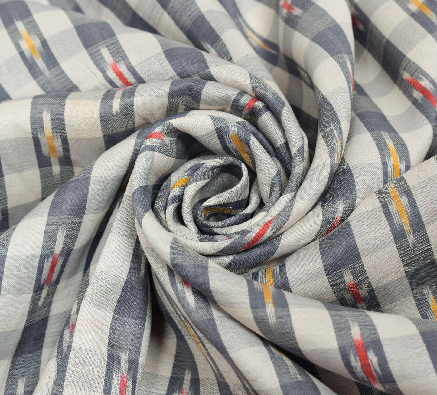 Sushila Vintage Pochampally Ikat Heavy Dupatta Handwoven Pure Silk Gray Stole