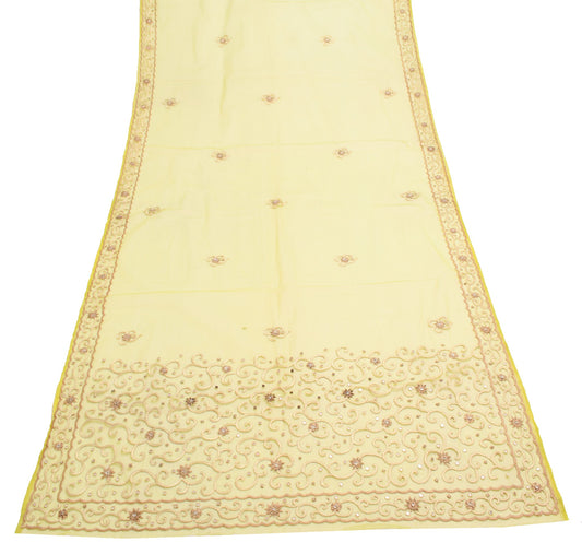 Sushila Vintage Green Hand Embroidered Net Mesh Mirror Work Wedding Long Stole