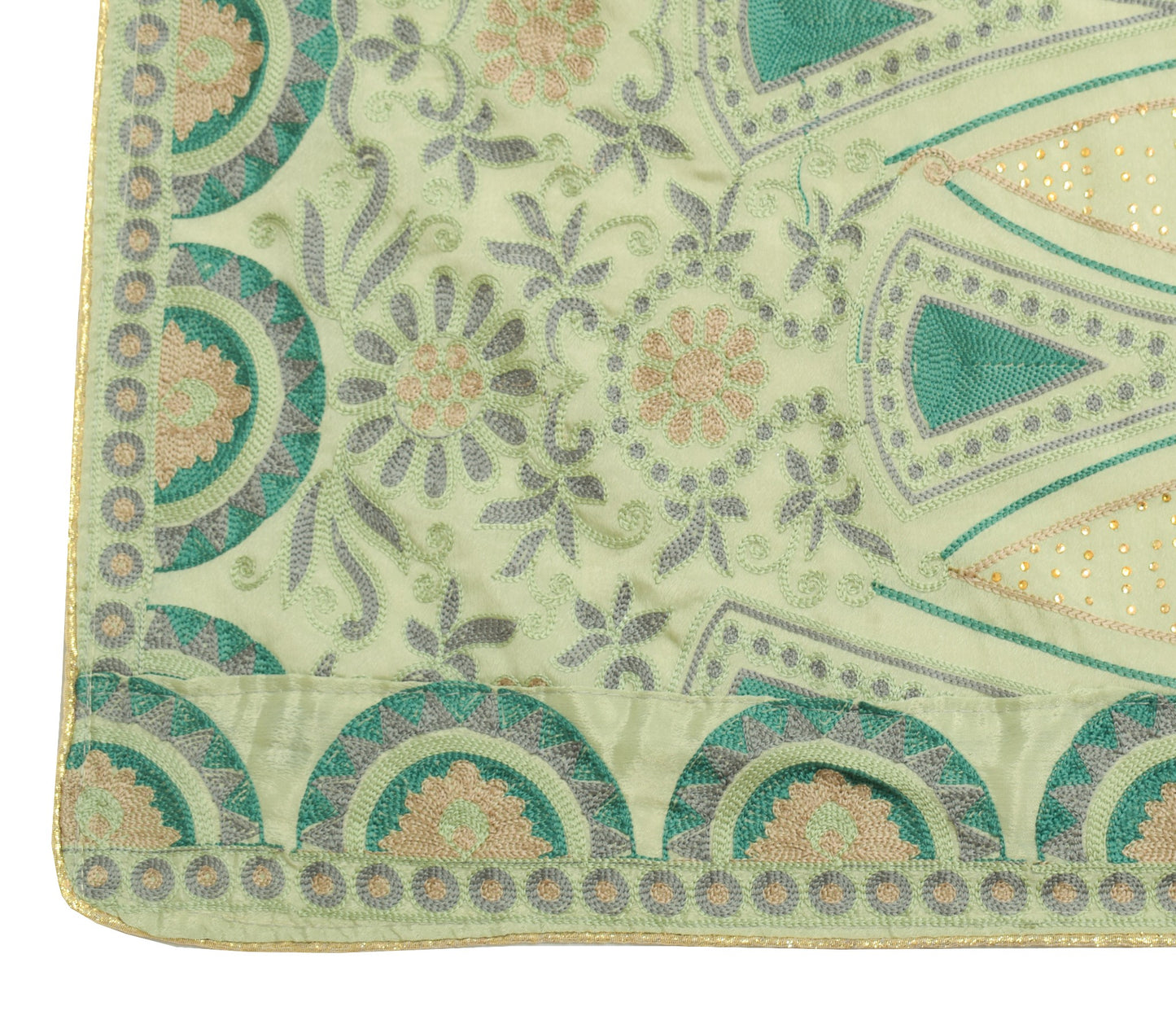 Sushila Vintage Pastel Mint Green Dupatta Art Silk Embroidered Floral Long Stole