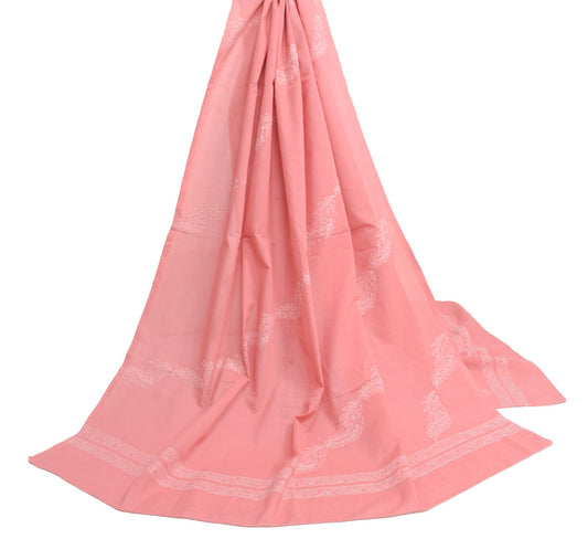 Sushila Vintage Dusty Rose Dupatta Embroidered Chikankari Pure Cotton Long Stole