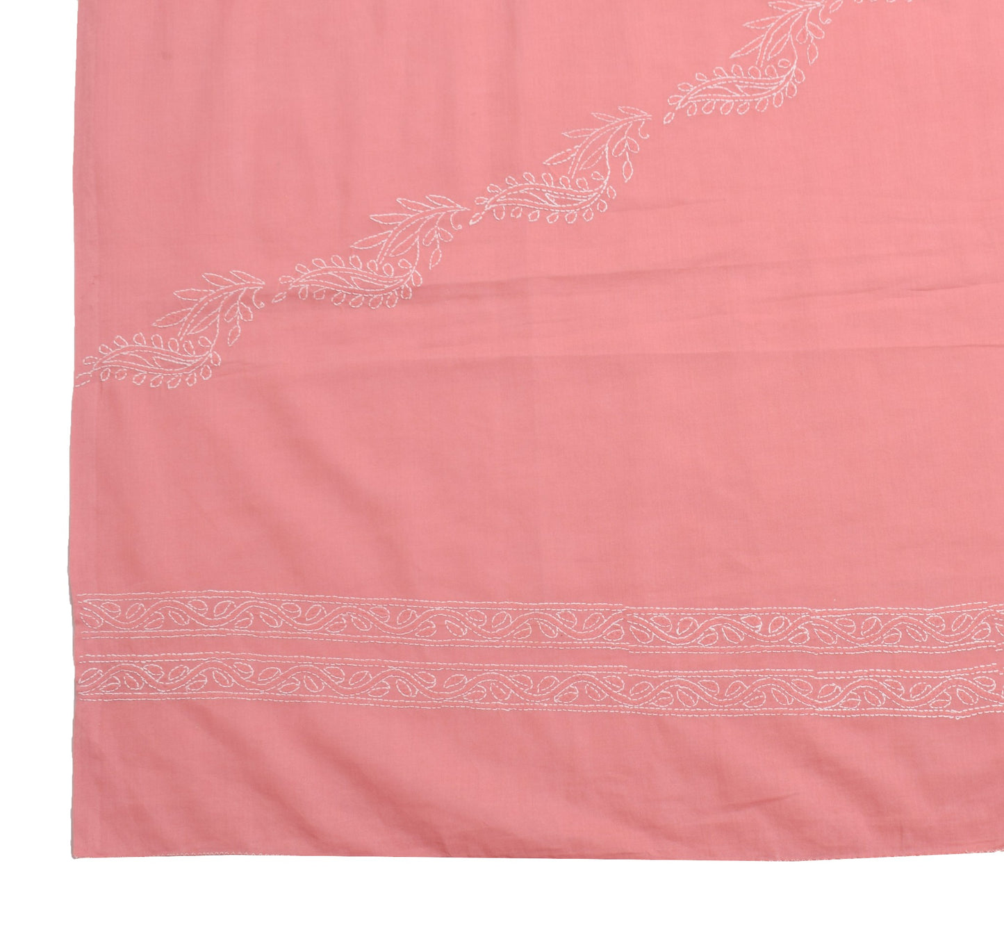 Sushila Vintage Dusty Rose Dupatta Embroidered Chikankari Pure Cotton Long Stole