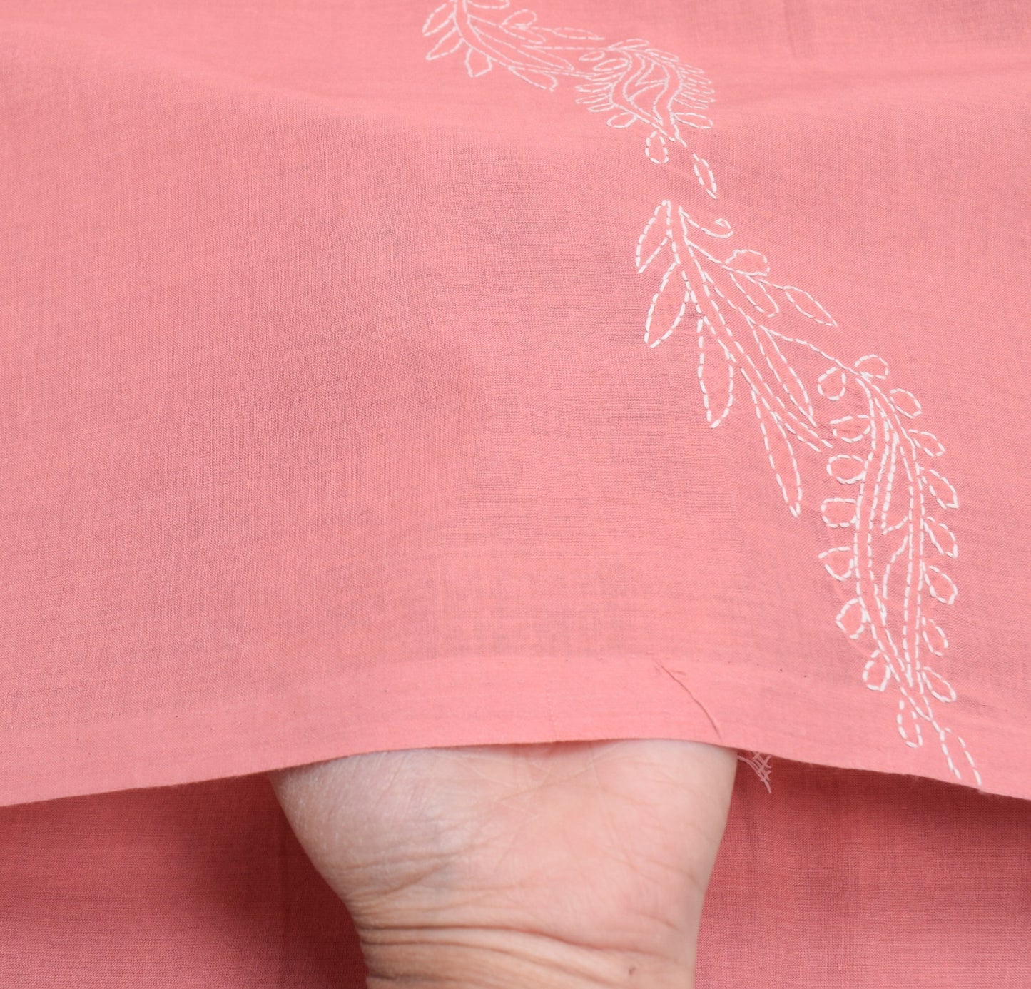 Sushila Vintage Dusty Rose Dupatta Embroidered Chikankari Pure Cotton Long Stole