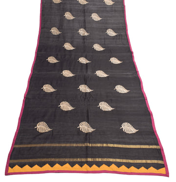 Sushila Vintage Black Dupatta Pure Cotton Embroidered With Patch Work Long Stole