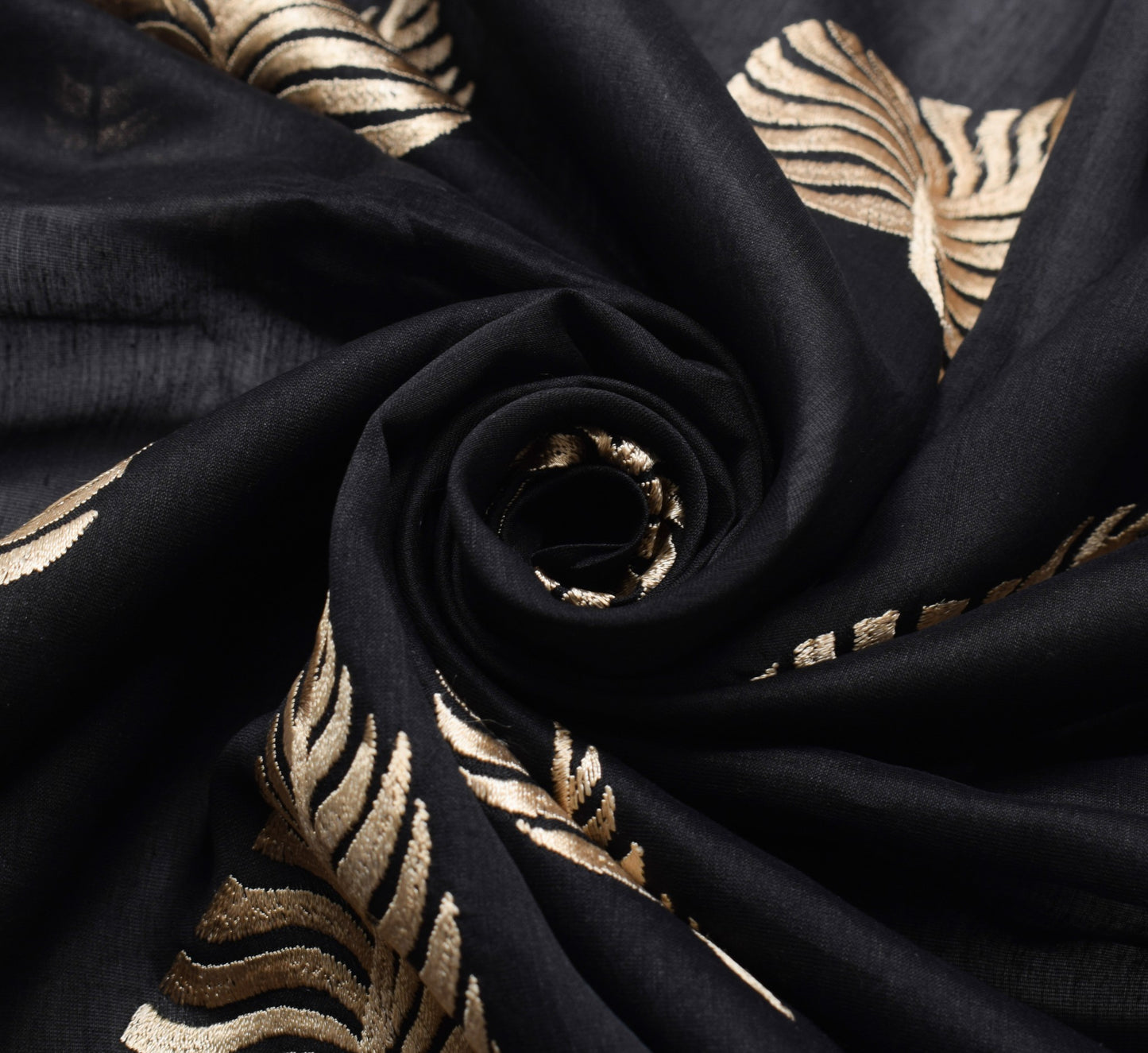 Sushila Vintage Black Dupatta Pure Cotton Embroidered With Patch Work Long Stole