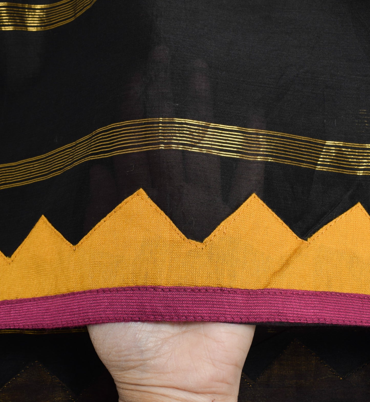 Sushila Vintage Black Dupatta Pure Cotton Embroidered With Patch Work Long Stole