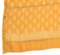 Sushila Vintage Mustard Yellow Dupatta Hand Block Printed Pure Cotton Long Stole