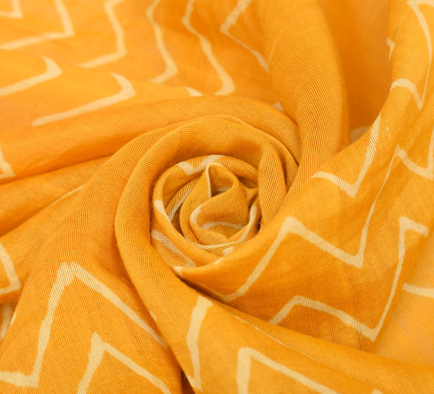 Sushila Vintage Mustard Yellow Dupatta Hand Block Printed Pure Cotton Long Stole