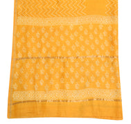 Sushila Vintage Mustard Yellow Dupatta Hand Block Printed Pure Cotton Long Stole