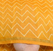 Sushila Vintage Mustard Yellow Dupatta Hand Block Printed Pure Cotton Long Stole