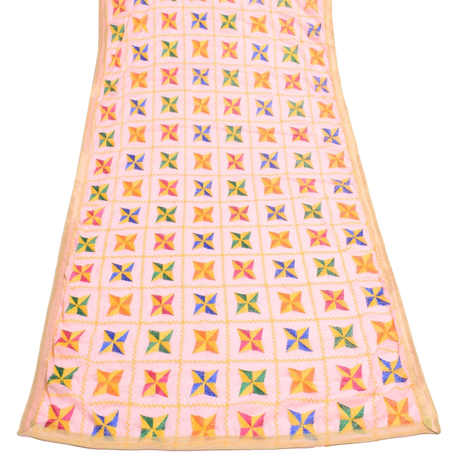 Sushila Vintage Bagh Phulkari Dupatta Art Chiffon Silk Pink Tradition Long Stole