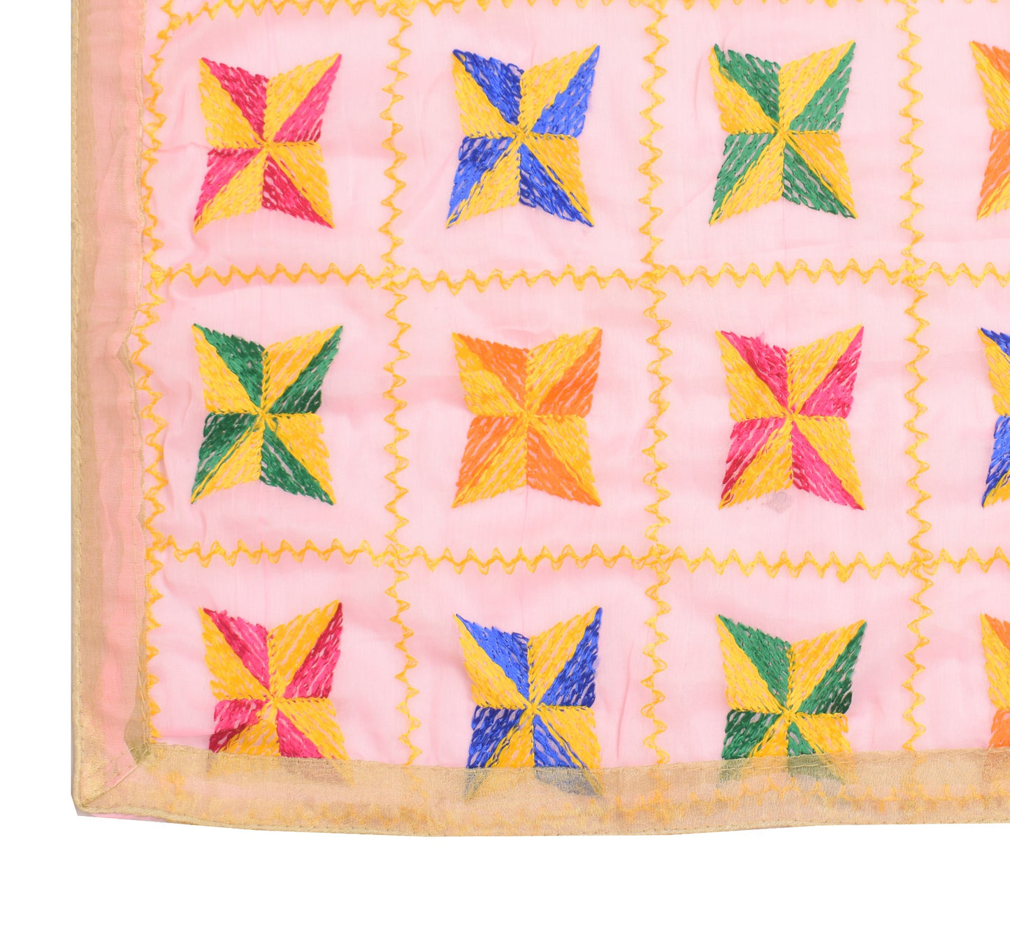 Sushila Vintage Bagh Phulkari Dupatta Art Chiffon Silk Pink Tradition Long Stole
