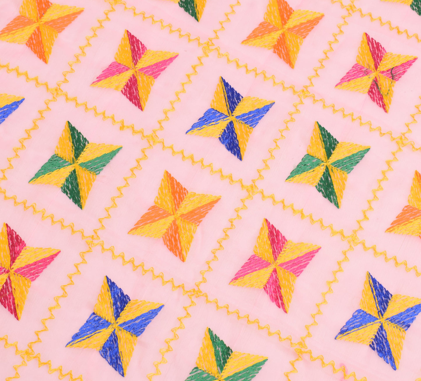 Sushila Vintage Bagh Phulkari Dupatta Art Chiffon Silk Pink Tradition Long Stole