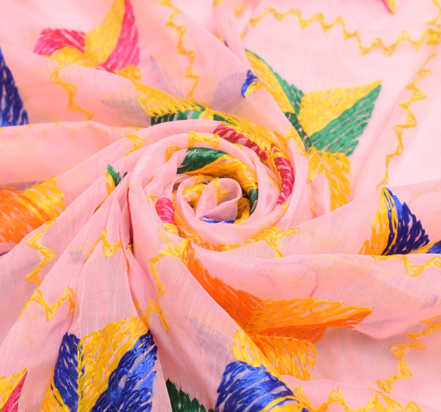 Sushila Vintage Bagh Phulkari Dupatta Art Chiffon Silk Pink Tradition Long Stole