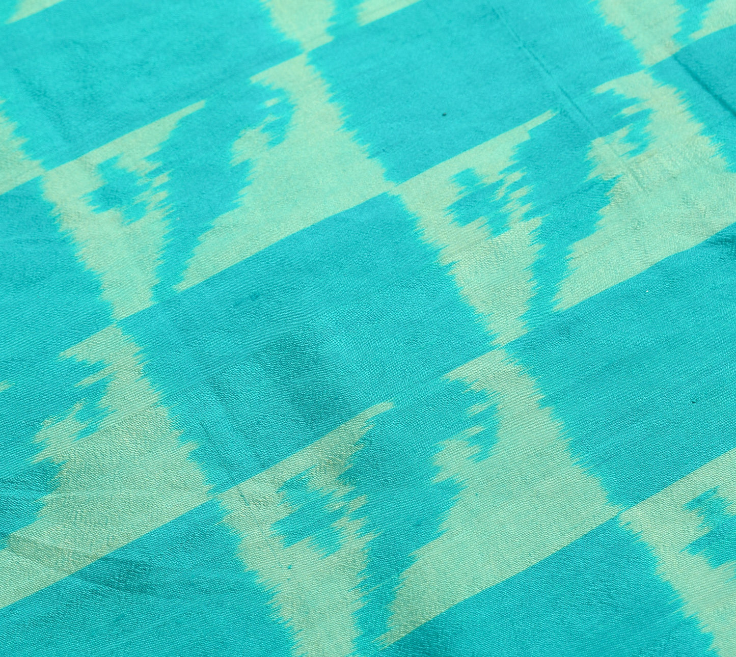 Sushila Vintage Blue Green Dupatta Hand Woven Ikat HEAVY Pure Silk Long Stole