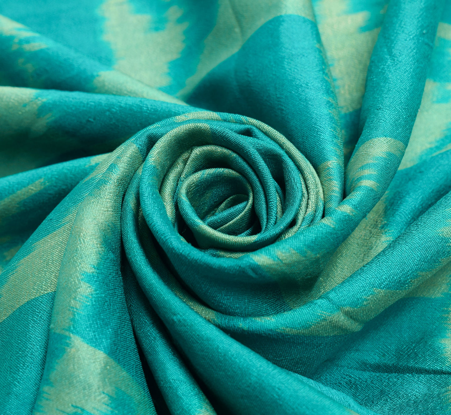 Sushila Vintage Blue Green Dupatta Hand Woven Ikat HEAVY Pure Silk Long Stole