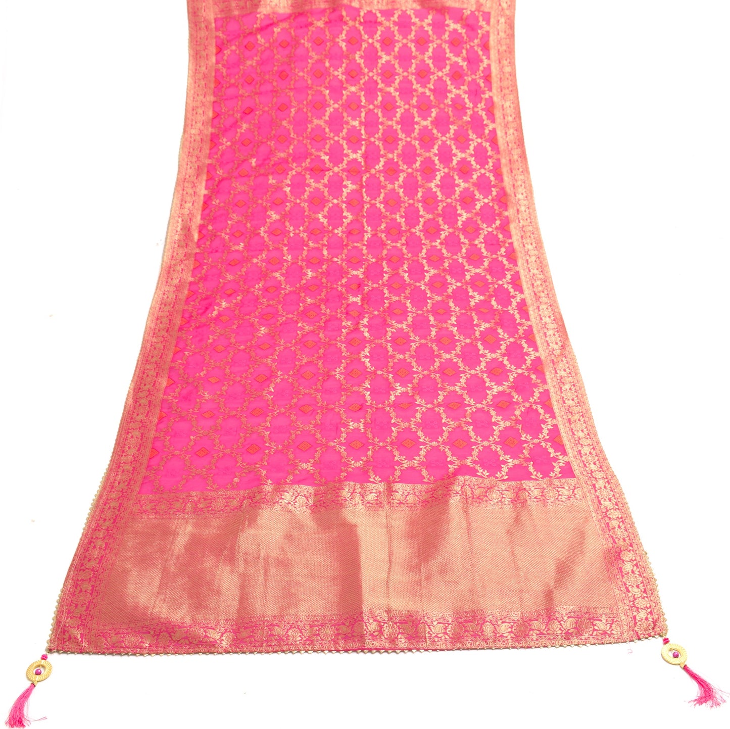 Sushila Vintage Magenta Dupatta Pure Cotton Silk Zari Brocade Wedding Long Stole