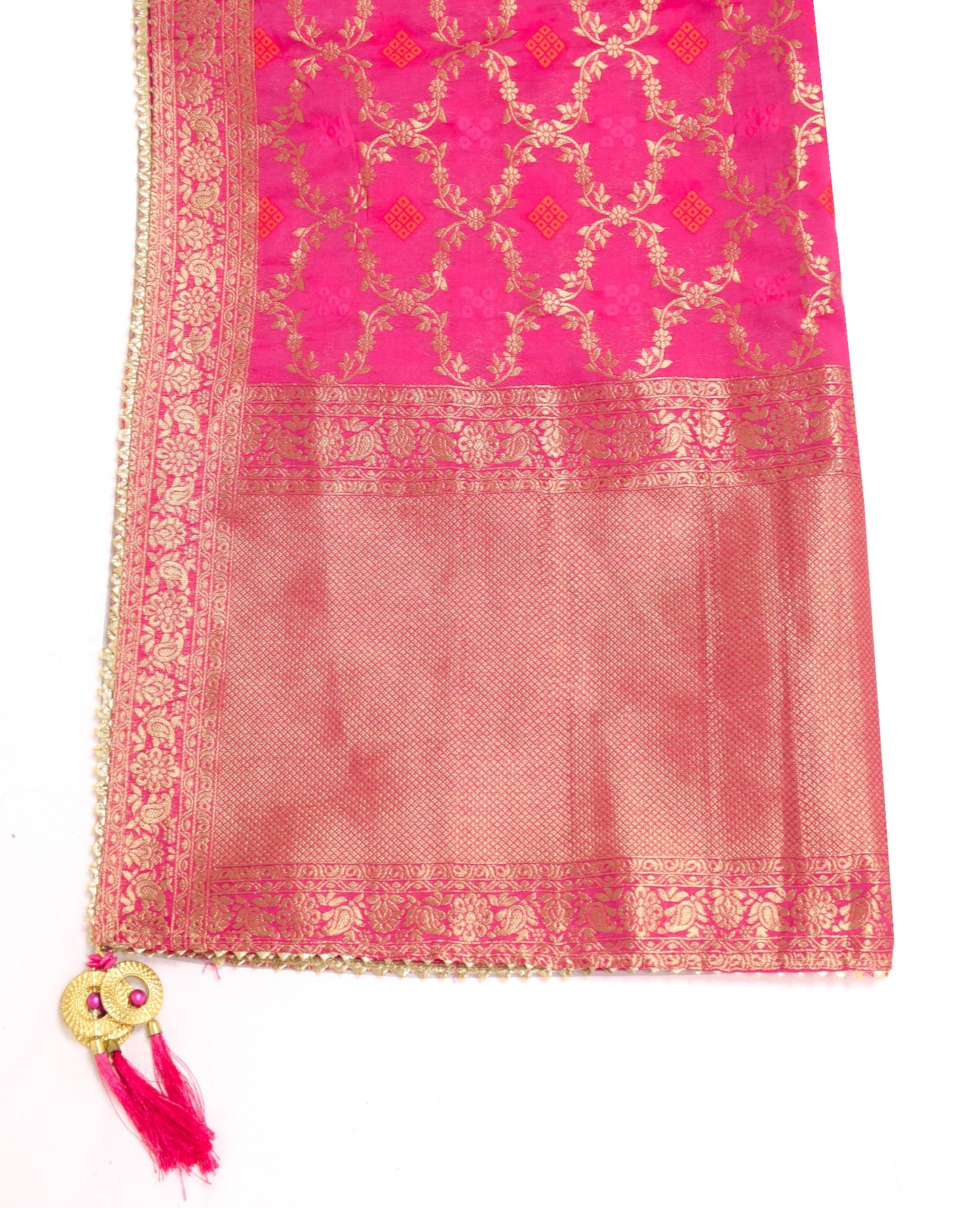 Sushila Vintage Magenta Dupatta Pure Cotton Silk Zari Brocade Wedding Long Stole