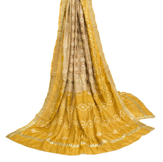 Sushila Vintage Bandhani Printed Heavy Dupatta Pure Silk Hand Embroidered Stole