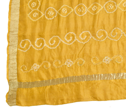 Sushila Vintage Bandhani Printed Heavy Dupatta Pure Silk Hand Embroidered Stole