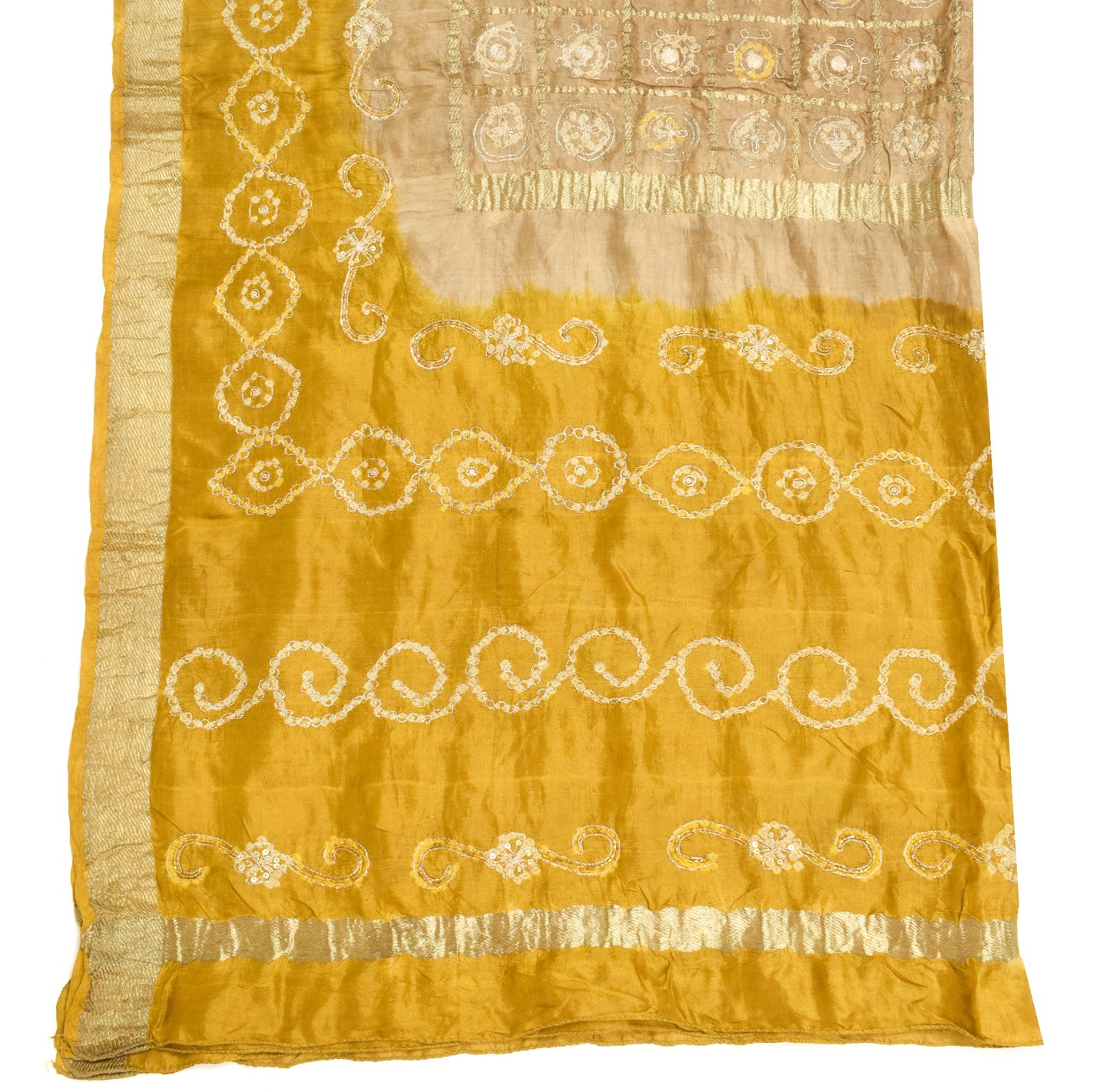 Sushila Vintage Bandhani Printed Heavy Dupatta Pure Silk Hand Embroidered Stole