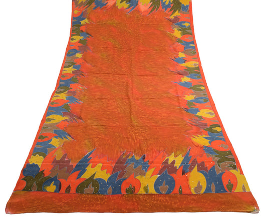Sushila Vintage Multi-Color Dupatta 100% Pure Crepe Printed Soft Long Stole Veil