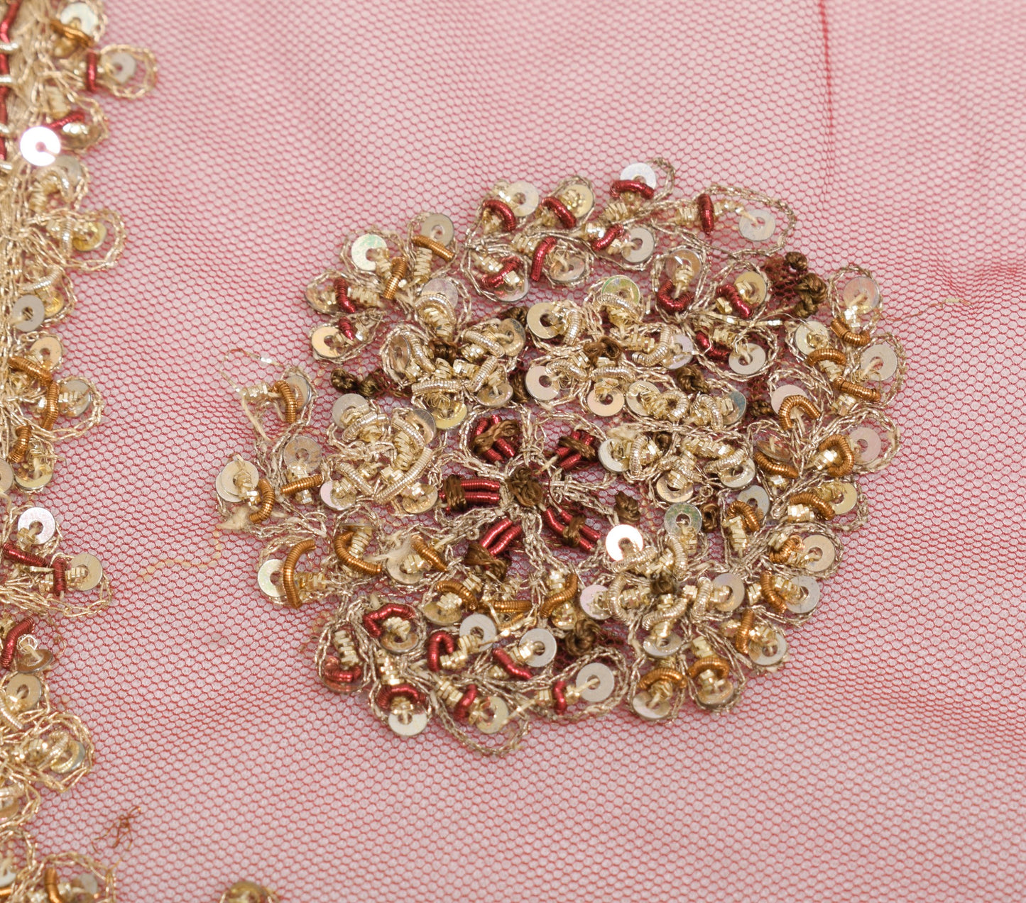 Sushila Vintage Maroon Bridal Dupatta Net Mesh Zardozi Work Floral Long Stole