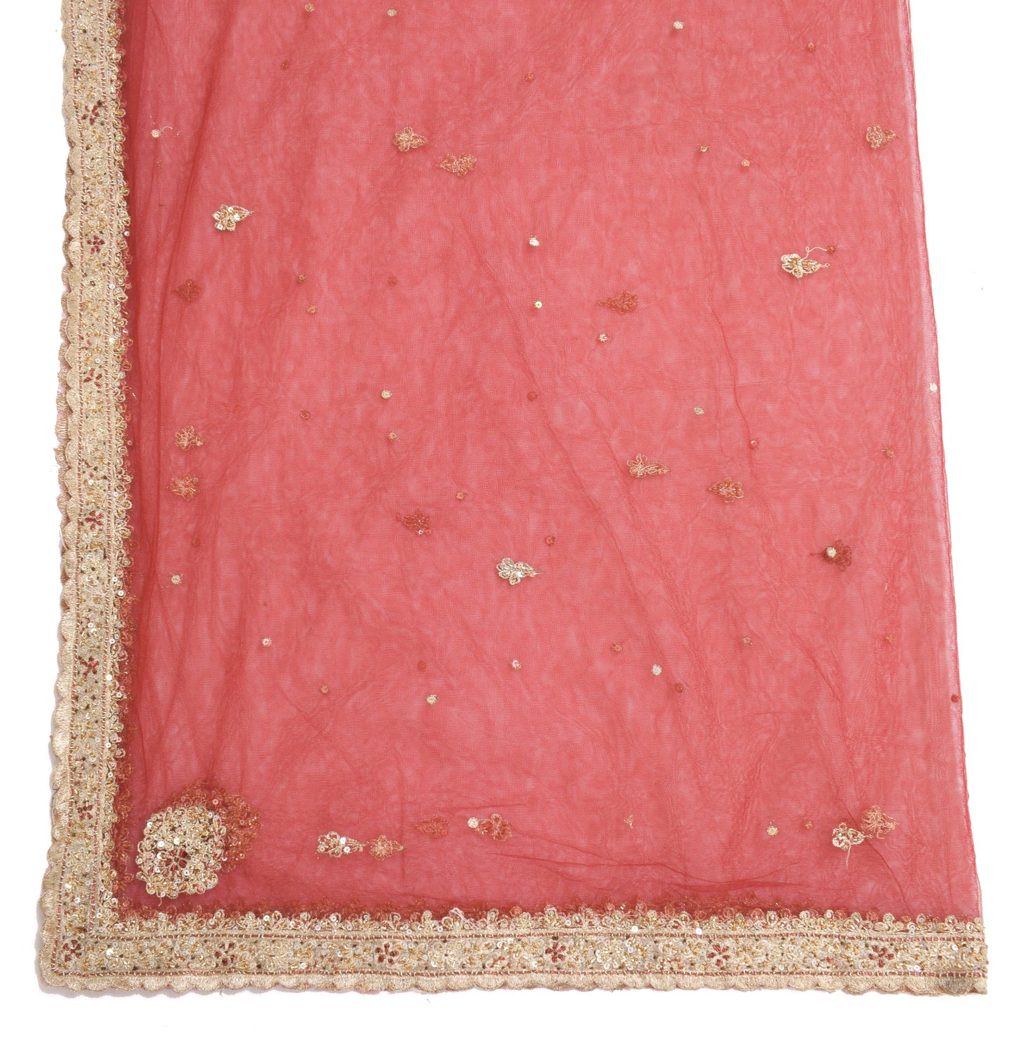 Sushila Vintage Maroon Bridal Dupatta Net Mesh Zardozi Work Floral Long Stole