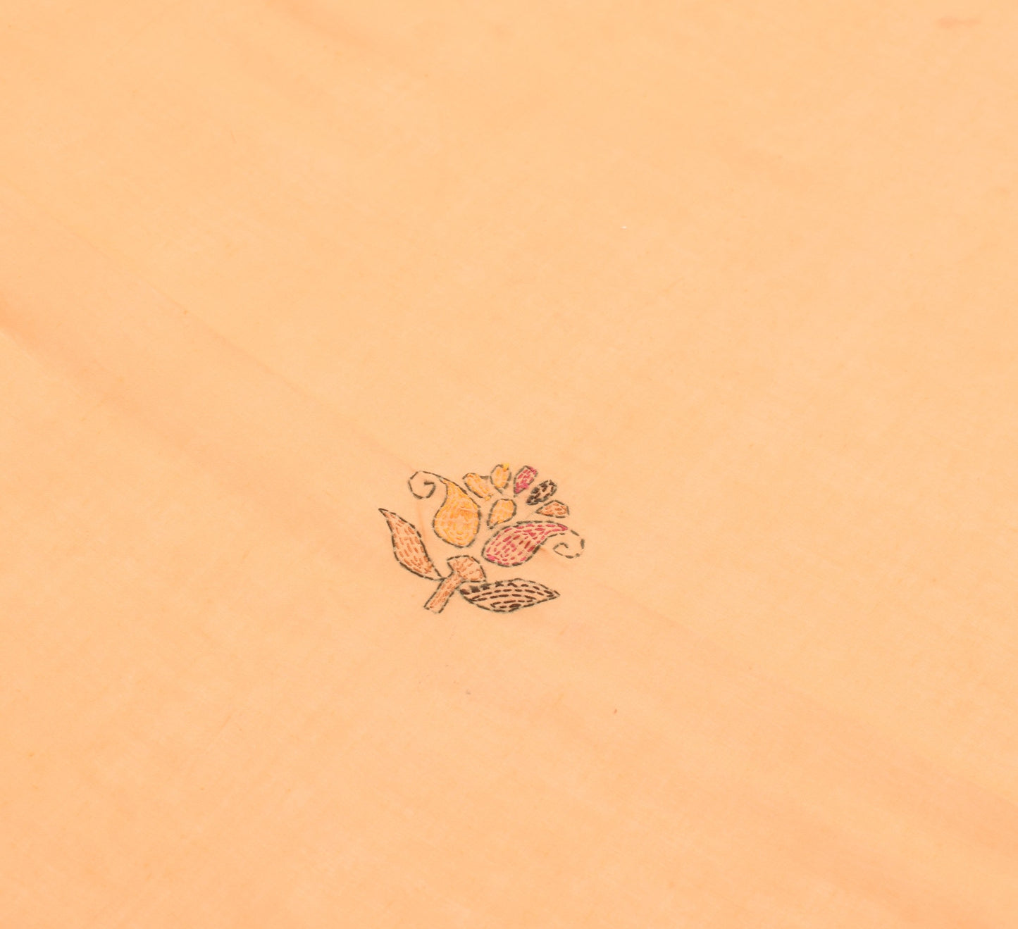 Sushila Vintage Peach Dupatta 100%Pure Cotton Hand Embroidered Kantha Long Stole