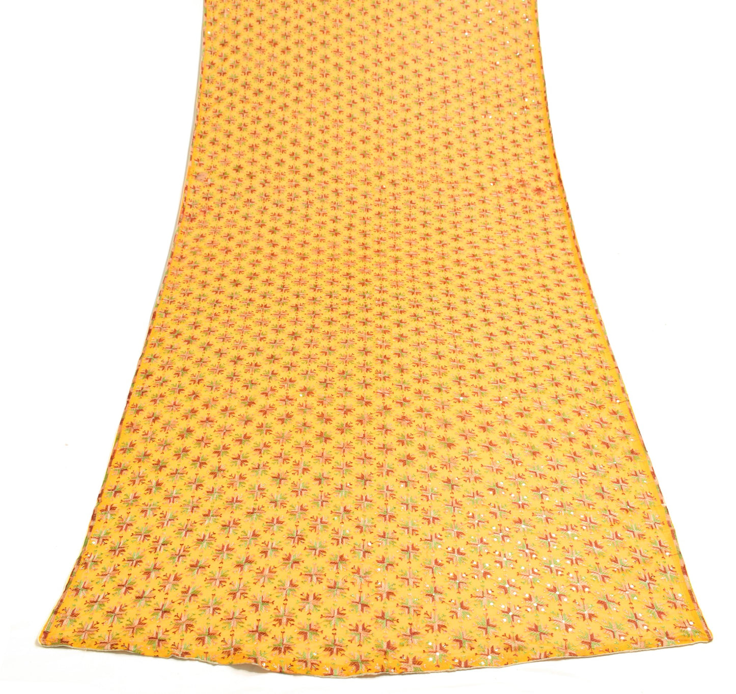 Sushila Vintage Yellow Bagh Phulkari Dupatta Art Chiffon Wedding Long Stole Wrap