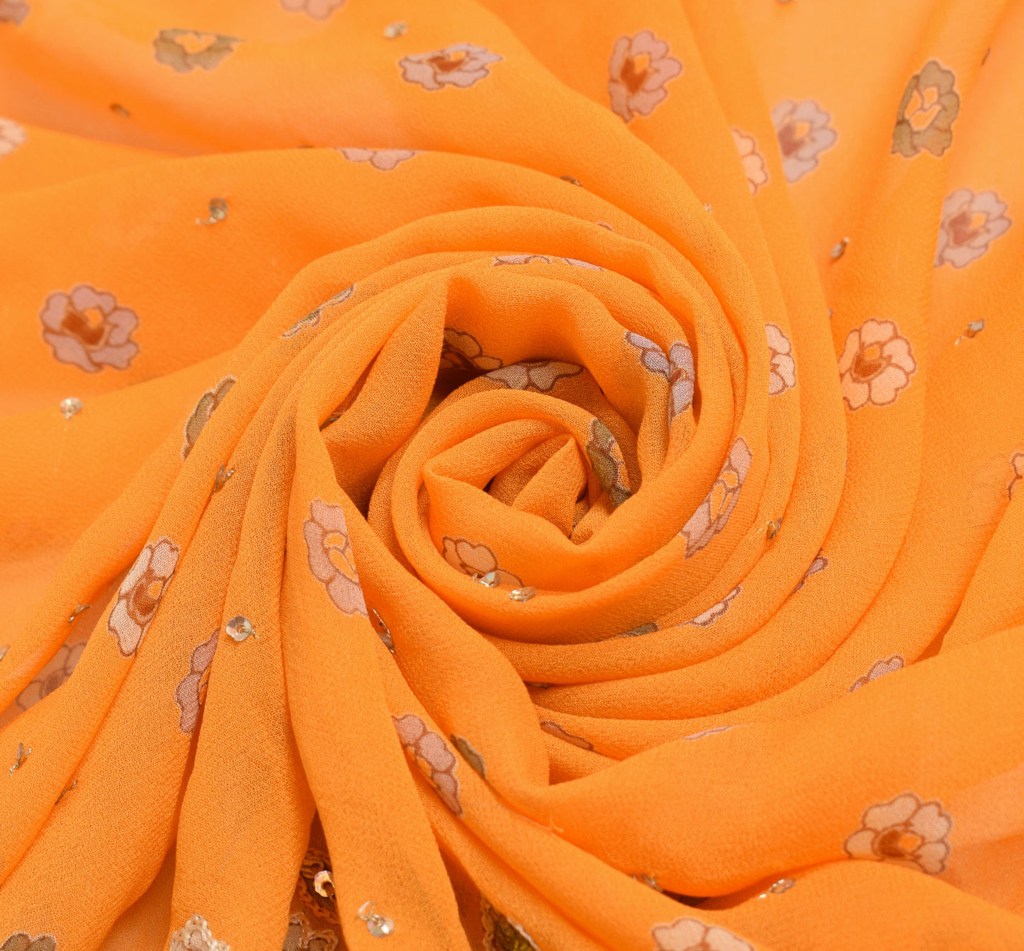 Sushila Vintage Orange Embroidered Dupatta Pure Georgette Printed Long Stole