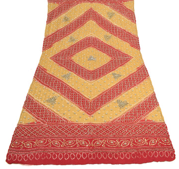 Sushila Vintage Red Bandhani Heavy Dupatta Pure Georgette Gold PearlBeaded Stole