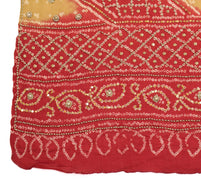 Sushila Vintage Red Bandhani Heavy Dupatta Pure Georgette Gold PearlBeaded Stole