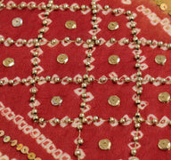 Sushila Vintage Red Bandhani Heavy Dupatta Pure Georgette Gold PearlBeaded Stole