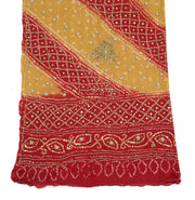 Sushila Vintage Red Bandhani Heavy Dupatta Pure Georgette Gold PearlBeaded Stole