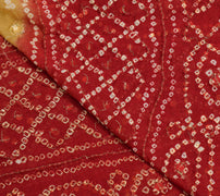 Sushila Vintage Red Bandhani Heavy Dupatta Pure Georgette Gold PearlBeaded Stole