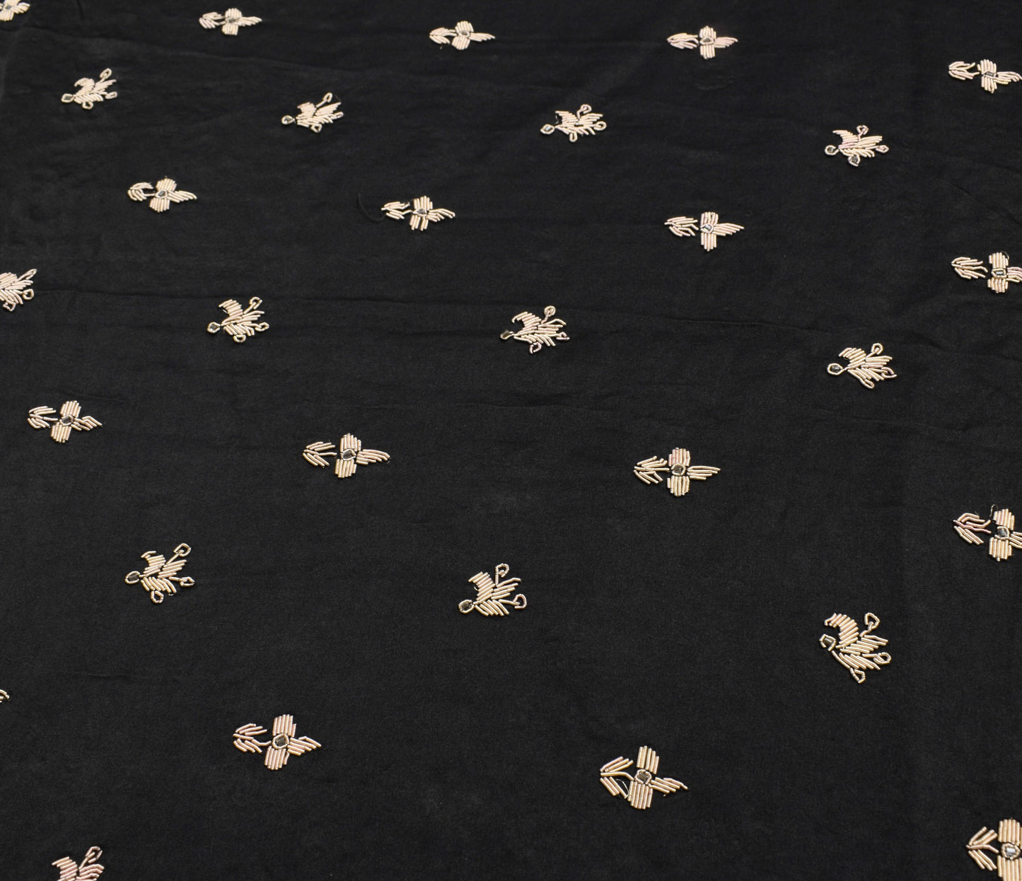 Sushila Vintage Black Heavy Dupatta Zardozi Hand Work Pure Satin Silk Long Stole