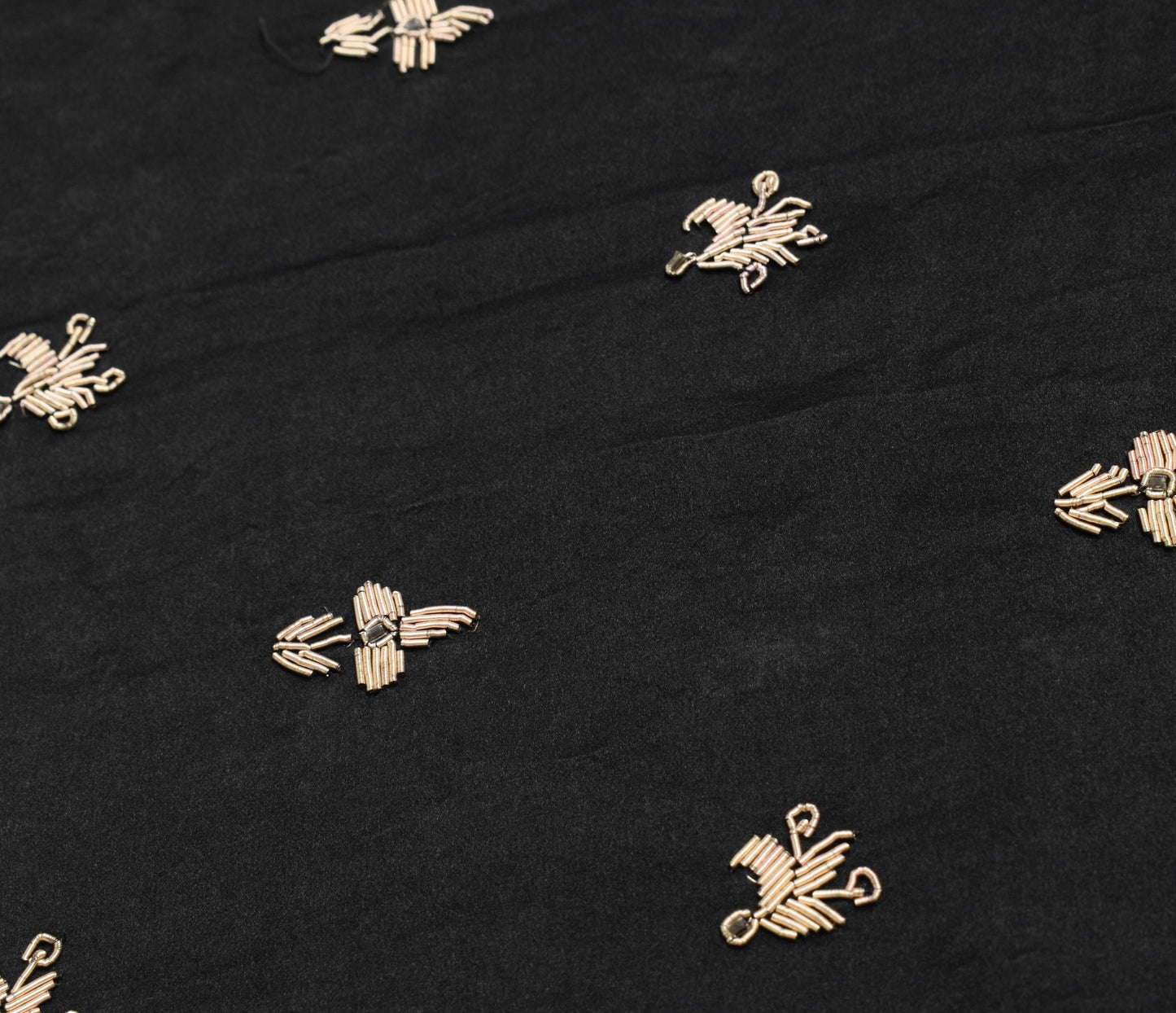 Sushila Vintage Black Heavy Dupatta Zardozi Hand Work Pure Satin Silk Long Stole