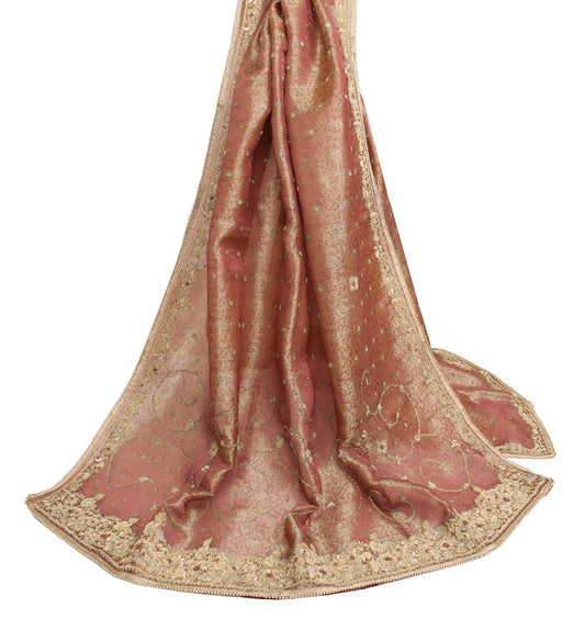 Sushila Vintage Maroon Heavy Dupatta Art Tissue Hand Work Zardozi Long Stole