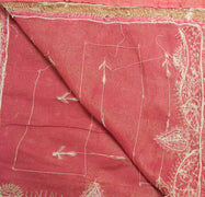 Sushila Vintage Zardozi Work Heavy Dupatta Art Tissue Pink Gold Tone Long Stole