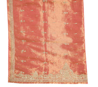 Sushila Vintage Zardozi Work Heavy Dupatta Art Tissue Pink Gold Tone Long Stole
