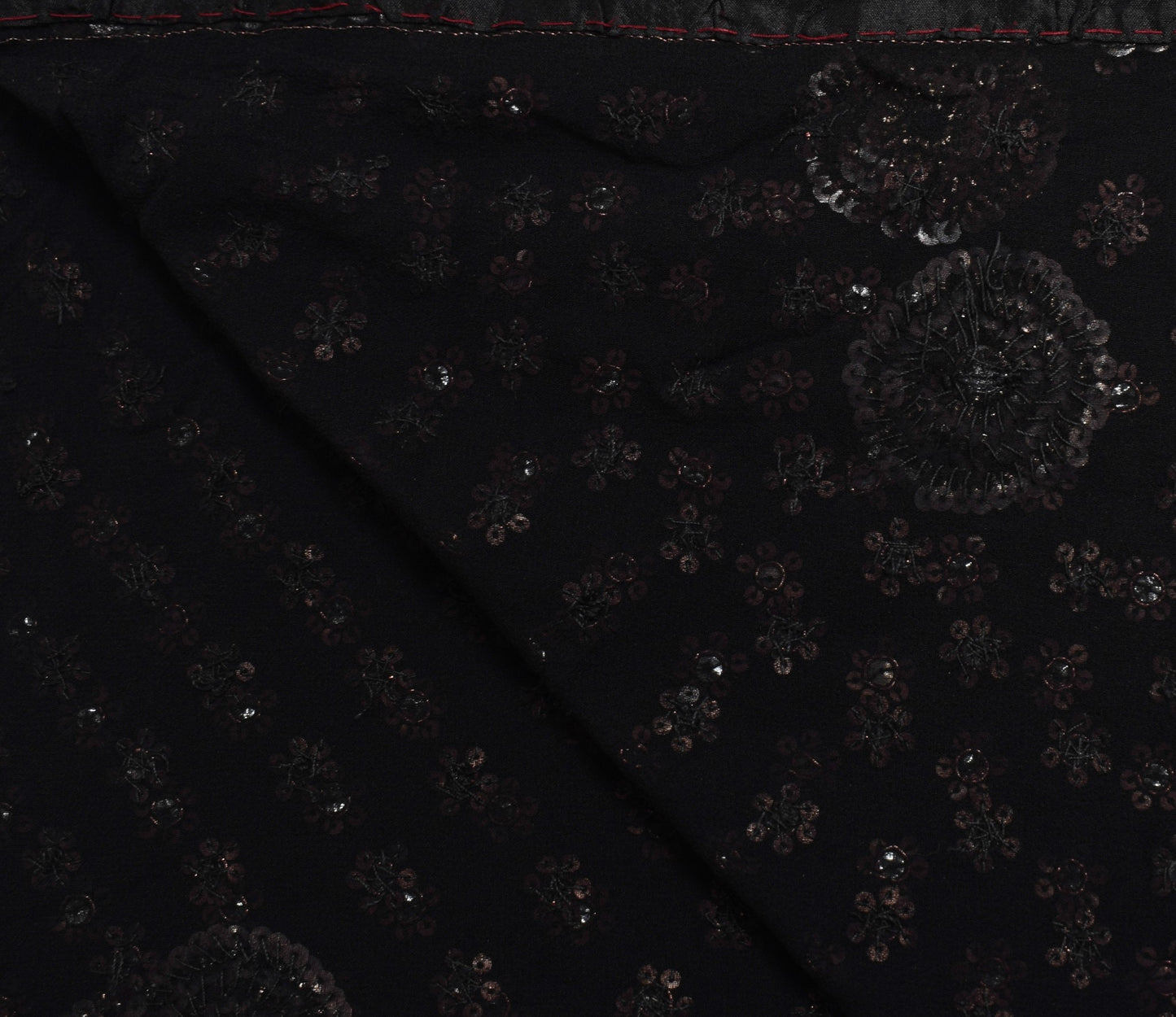Sushila Vintage Sequins Embellish Heavy Dupatta Pure Georgette Black Long Stole