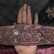 Sushila Vintage Black Net Heavy Dupatta Zardozi Work Mauve Border Long Stole