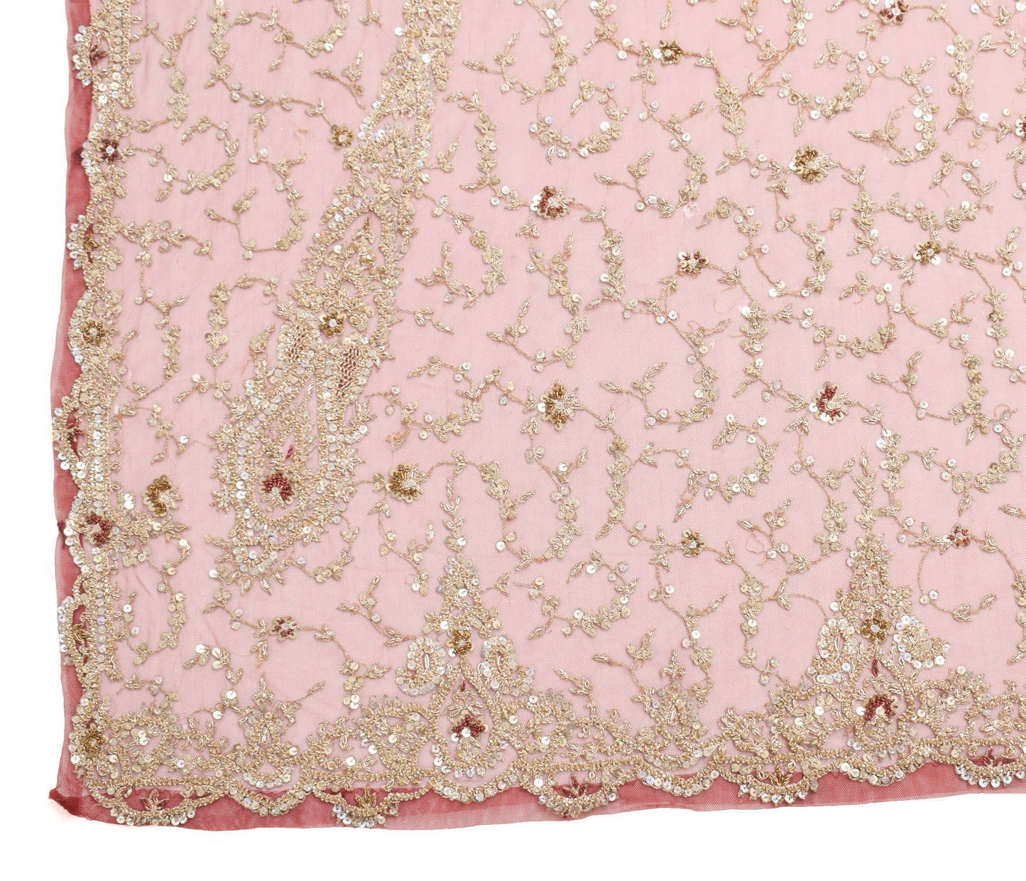 Sushila Vintage Maroon Net Heavy Dupatta Zari Sequins Embellish Ethnic LongStole