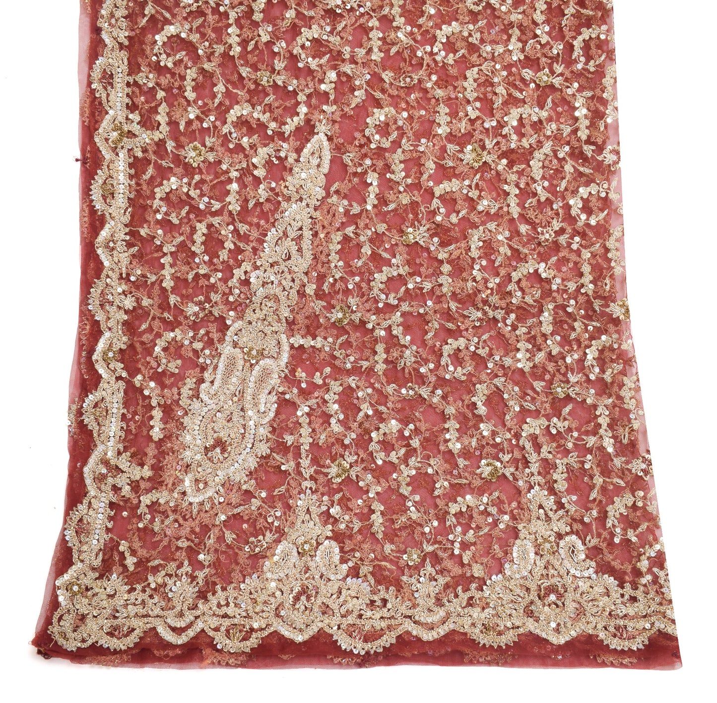 Sushila Vintage Maroon Net Heavy Dupatta Zari Sequins Embellish Ethnic LongStole