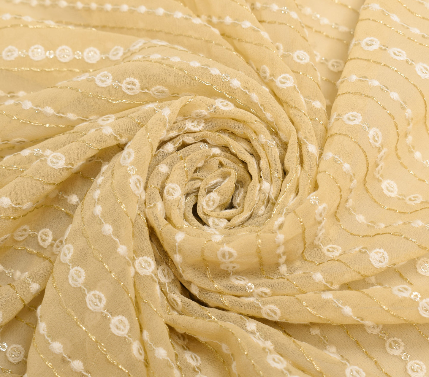 Sushila Vintage Beige Dupatta All Over Embroidered Art Georgette Long Stole Wrap